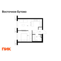Планировка однокомнатной(квартира) площадью 34.3 квадратных метров в “ЖК Восточное Бутово”