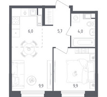 Планировка однокомнатной(квартира) площадью 35.5 квадратных метров в “ЖК Ольховый Квартал”