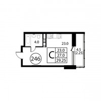 Планировка студии(квартира) площадью 29.2 квадратных метров в “ЖК Космос”
