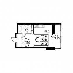 Планировка студии(квартира) площадью 29.2 квадратных метров в ЖК “ЖК Космос”