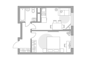 Планировка однокомнатной(квартира) площадью 35.39 квадратных метров в ЖК “ЖК Новая Алексеевская роща”