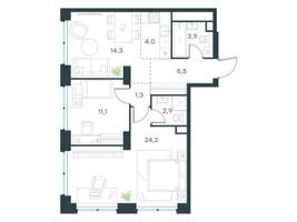 Планировка трехкомнатной(квартира) площадью 66.8 квадратных метров в “ЖК Level Звенигородская”