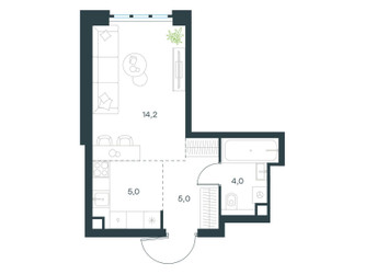 Планировка студии(квартира) площадью 28.2 квадратных метров в ЖК “ЖК Левел Южнопортовая”