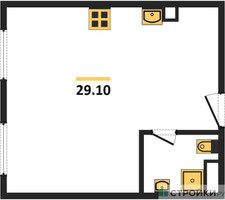 Планировка однокомнатной(квартира) площадью 29.4 квадратных метров в “ЖК ЭкоБунино (Южное Бунино)”