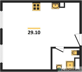 Планировка однокомнатной(квартира) площадью 29.4 квадратных метров в ЖК “ЖК ЭкоБунино (Южное Бунино)”