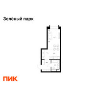 Планировка студии(квартира) площадью 28 квадратных метров в “ЖК Зеленый парк”