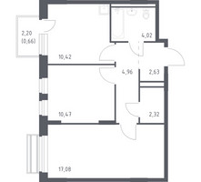 Планировка двухкомнатной(квартира) площадью 51.9 квадратных метров в “ЖК Рублевский Квартал”