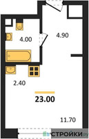 Планировка студии(квартира) площадью 23 квадратных метров в “ЖК Shagal (Шагал)”