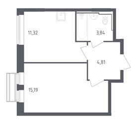 Планировка однокомнатной(квартира) площадью 35.16 квадратных метров в ЖК “ЖК Рублевский Квартал”