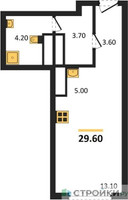 Планировка студии(квартира) площадью 29.6 квадратных метров в “ЖК AFI Tower (Афи Тауэр)”