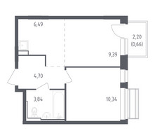 Планировка однокомнатной(квартира) площадью 35.42 квадратных метров в “ЖК Рублевский Квартал”