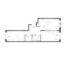 Планировка двухкомнатной(квартира) площадью 59.53 квадратных метров в “ЖК Большое Путилково”