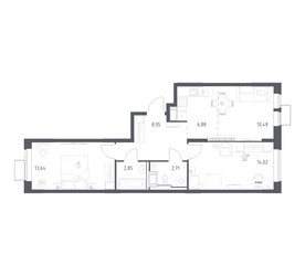 Планировка двухкомнатной(квартира) площадью 59.53 квадратных метров в ЖК “ЖК Большое Путилково”