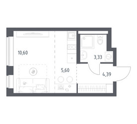 Планировка студии(квартира) площадью 23.92 квадратных метров в ЖК “ЖК Новое Видное”