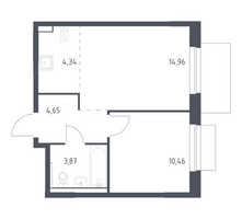 Планировка однокомнатной(квартира) площадью 38.28 квадратных метров в “ЖК Новое Внуково”