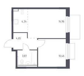 Планировка однокомнатной(квартира) площадью 38.28 квадратных метров в ЖК “ЖК Новое Внуково”