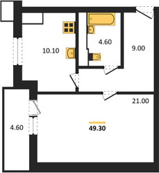 Планировка однокомнатной(квартира) площадью 49.3 квадратных метров в ЖК “ЖК Парк Легенд 2”