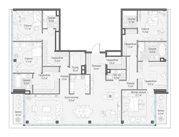 Планировка 4+ комнатной(квартира) площадью 258 квадратных метров в “Клубный квартал "Фрунзенская набережная"”