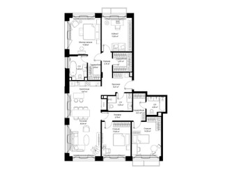 Планировка 4+ комнатной(квартира) площадью 133.65 квадратных метров в ЖК “Архитектурный проект Мыс”