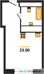 Планировка студии(квартира) площадью 23.9 квадратных метров в ЖК “ЖК Гоголь парк”