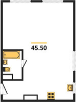 Планировка трехкомнатной(квартира) площадью 45.5 квадратных метров в “ЖК Каштановая роща”