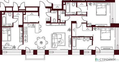 Планировка трехкомнатной(квартира) площадью 112.49 квадратных метров в ЖК “ЖК Дом 7 Даниловский”