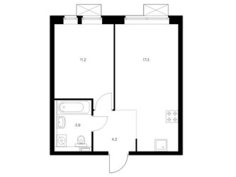 Планировка однокомнатной(квартира) площадью 36.6 квадратных метров в ЖК “ЖК Новохохловская 15”