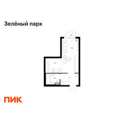 Планировка студии(квартира) площадью 28.5 квадратных метров в ЖК “ЖК Зеленый парк”