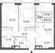 Планировка трехкомнатной(квартира) площадью 80.9 квадратных метров в “ЖК Will Towers (Вилл Тауэрс)”