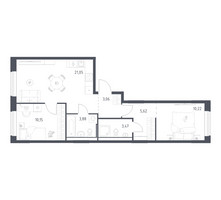Планировка двухкомнатной(квартира) площадью 57.45 квадратных метров в “ЖК Квартал Ивакино”