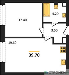 Планировка однокомнатной(квартира) площадью 39.7 квадратных метров в ЖК “ЖК ЗИЛАРТ”