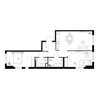 Планировка двухкомнатной(квартира) площадью 66.9 квадратных метров в “Квартал Мит”