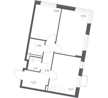 Планировка двухкомнатной(квартира) площадью 54.59 квадратных метров в “ЖК Квартал Западный”