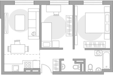 Планировка трехкомнатной(квартира) площадью 51 квадратных метров в ЖК “ЖК Аникеевский”