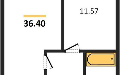 Планировка однокомнатной(апартаменты) площадью 36.4 квадратных метров в ЖК “ЖК Пятницкое 58 (Перец)”