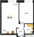 Планировка однокомнатной(квартира) площадью 48.66 квадратных метров в “ЖК ЭВОПАРК Сокольники”