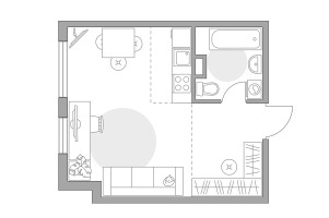 Планировка студии(квартира) площадью 28.28 квадратных метров в “ЖК Аникеевский”