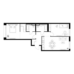Планировка двухкомнатной(квартира) площадью 71.9 квадратных метров в ЖК “Квартал Мит”