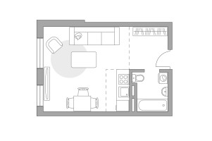 Планировка студии(квартира) площадью 30.11 квадратных метров в “ЖК Аникеевский”