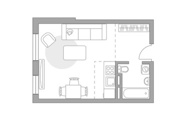 Планировка студии(квартира) площадью 30.11 квадратных метров в ЖК “ЖК Аникеевский”