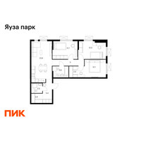 Планировка трехкомнатной(квартира) площадью 80.1 квадратных метров в “ЖК Яуза Парк (Мытищи)”