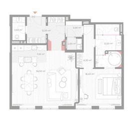 Планировка однокомнатной(квартира) площадью 101.9 квадратных метров в ЖК “ЖК Николь”