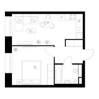 Планировка однокомнатной(квартира) площадью 38.4 квадратных метров в “ЖК Онежский вал”