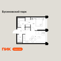 Планировка однокомнатной(квартира) площадью 37.7 квадратных метров в “ЖК Бусиновский парк”