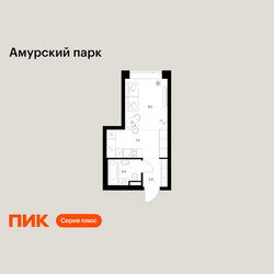 Планировка студии(квартира) площадью 22.7 квадратных метров в ЖК “ЖК Амурский парк”