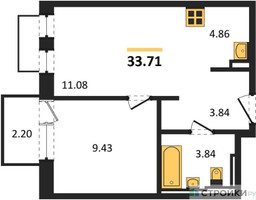 Планировка однокомнатной(квартира) площадью 33.71 квадратных метров в “ЖК Рублевский Квартал”