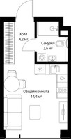 Планировка студии(квартира) площадью 22.2 квадратных метров в “ЖК Веер”