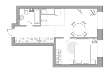 Планировка однокомнатной(квартира) площадью 53.28 квадратных метров в ЖК “ЖК Павелецкая от Гранель”