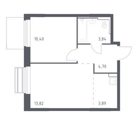 Планировка однокомнатной(квартира) площадью 36.65 квадратных метров в ЖК “ЖК Рублевский Квартал”