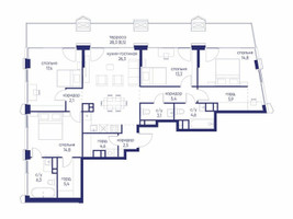 Планировка 4+ комнатной(квартира) площадью 135.02 квадратных метров в “ЖК Остров”